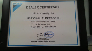 Dealer Certificate Daikin - National Elektronik